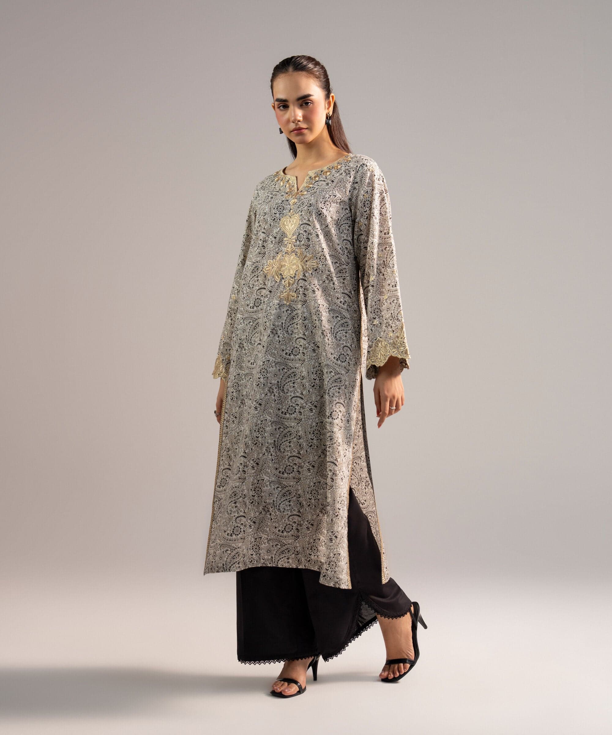 Embroidered Zari Lawn Shirt