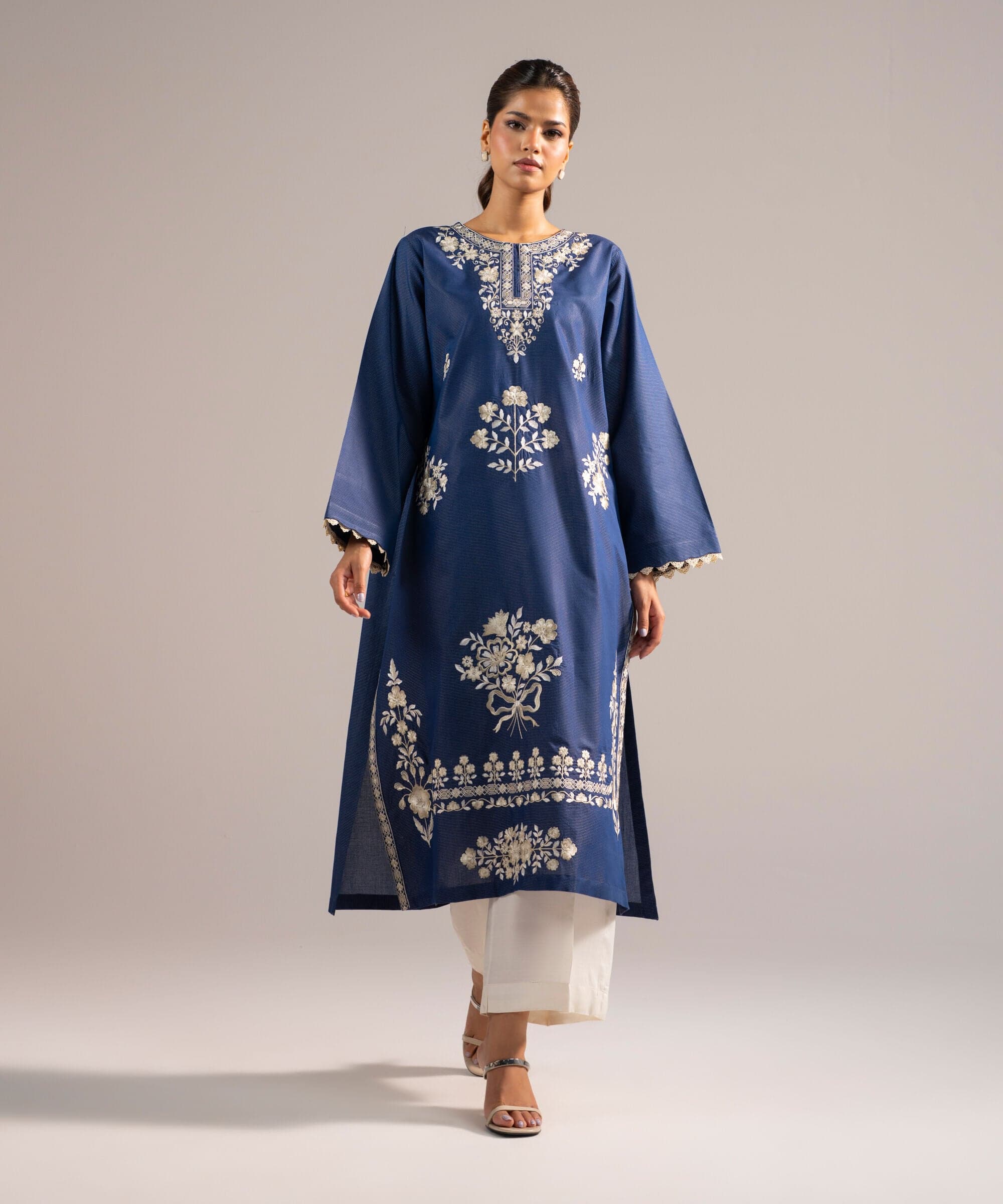 Embroidered Zari Lawn Shirt