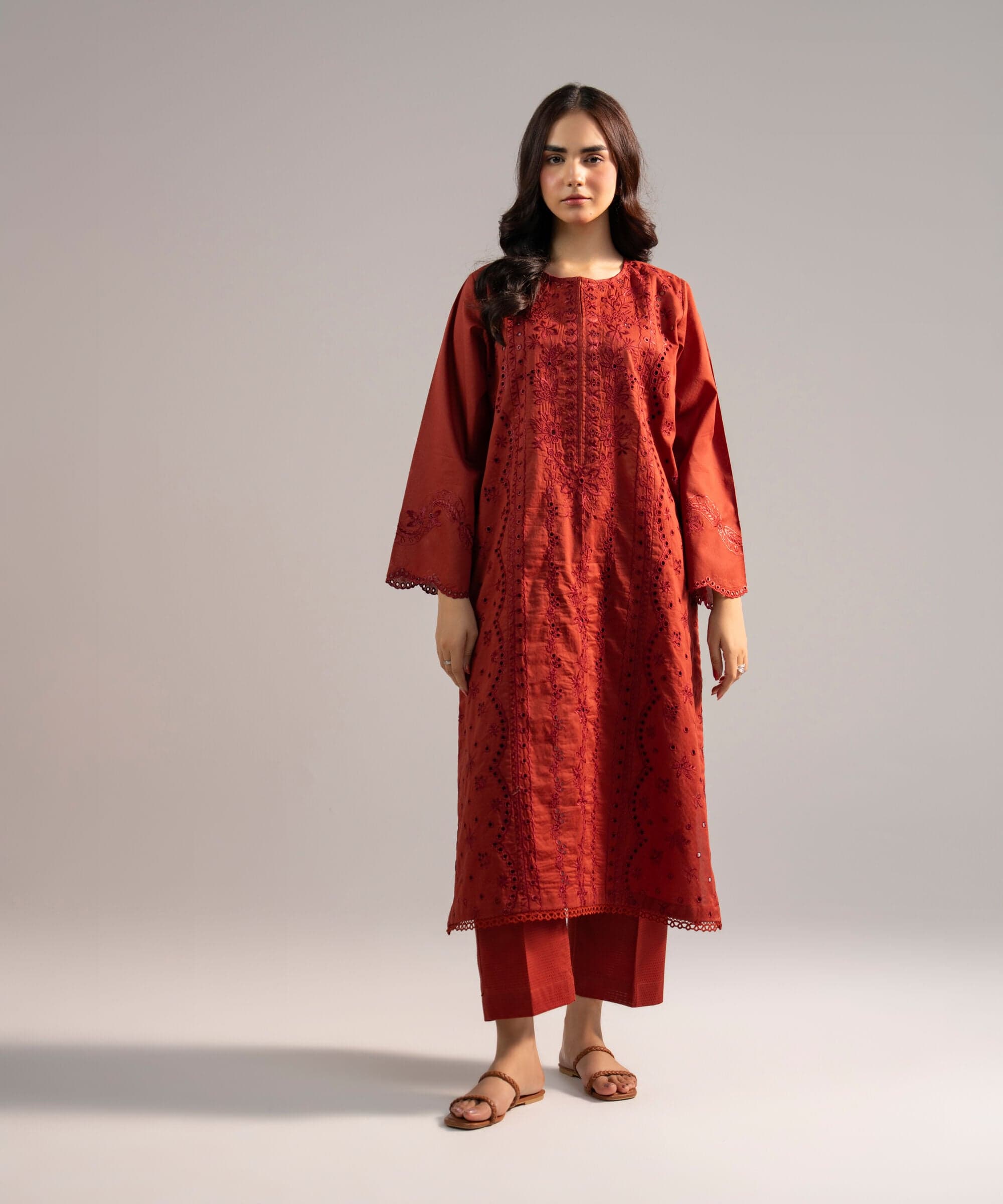 2 Piece - Embroidered Dobby Suit